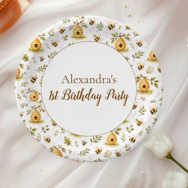 Plato De Papel Sweet Honey Bee Wild One Birthday (Subido por el creador)