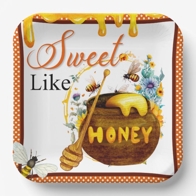 Plato De Papel Sweet Honeybee Baby Shower (Anverso)