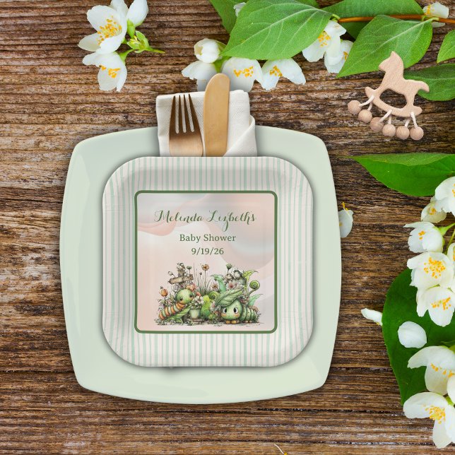 Plato De Papel Sweet Little Caterpillar Garden Baby Shower Party (Subido por el creador)