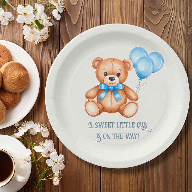 Plato De Papel Sweet Little Cub Teddy Bear Baby Shower (Subido por el creador)