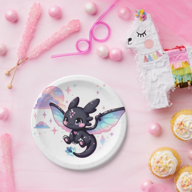 Plato De Papel Sweet Little Dragon Baby Shower (Fiesta)