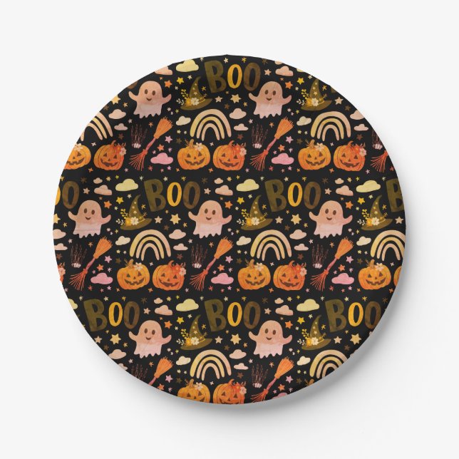 Plato De Papel Sweet Little Halloween boo is on the way (Anverso)