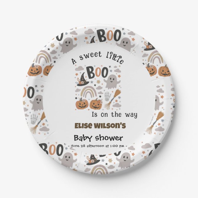 Plato De Papel Sweet Little Halloween boo is on the way (Anverso)