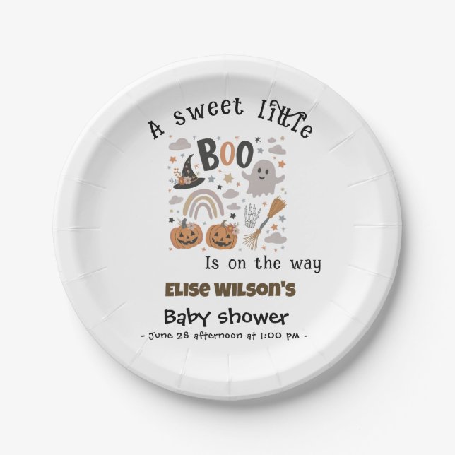 Plato De Papel Sweet Little Halloween boo is on the way (Anverso)