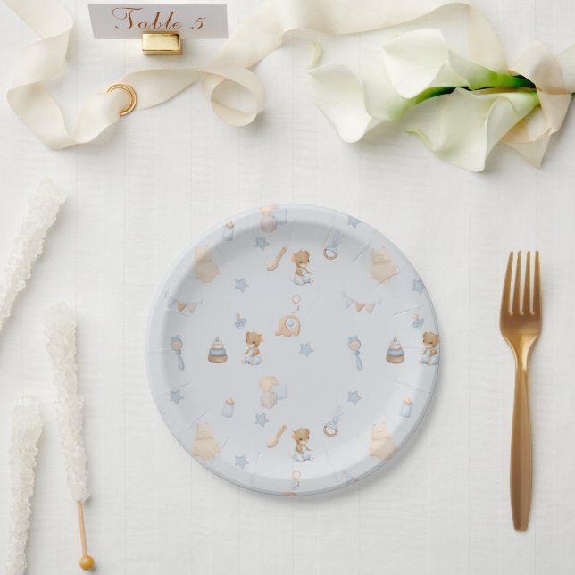 Plato De Papel Sweet Little Mouse Baby Shower Paper Plate (Boda)