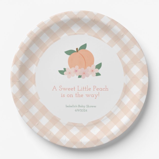 Plato De Papel Sweet Little Peach Baby Shower (Anverso)