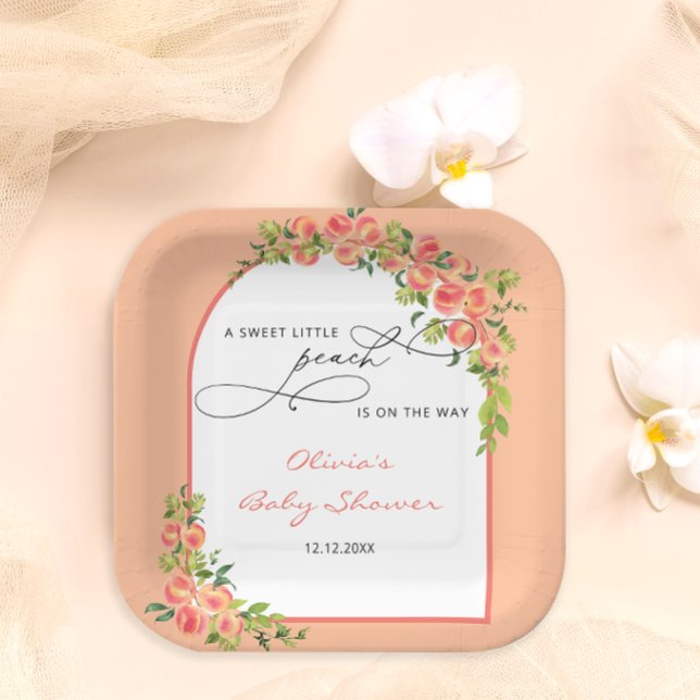Plato De Papel Sweet Little Peach Baby Shower (Subido por el creador)