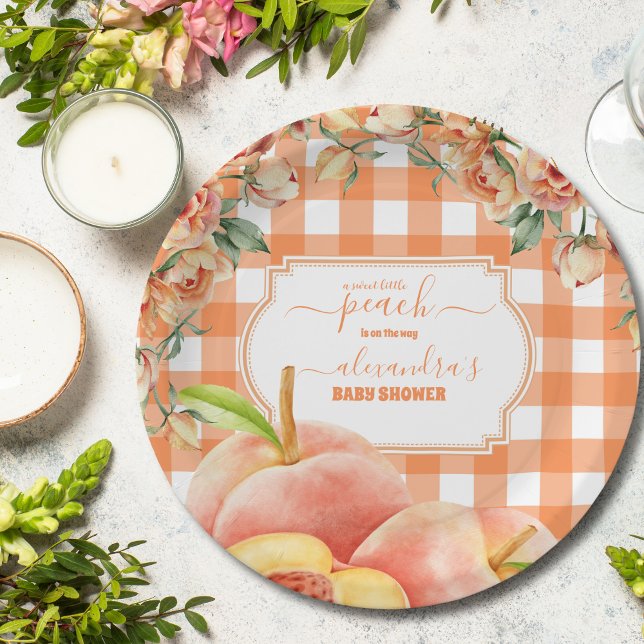 Plato De Papel Sweet Little Peach Baby Shower (Subido por el creador)