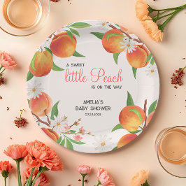 Plato De Papel Sweet  Little Peach On The Way Baby Shower