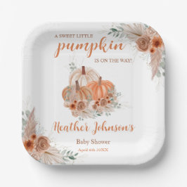Plato De Papel Sweet Little Pumpkin Autumn Baby Shower