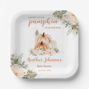 Plato De Papel Sweet Little Pumpkin Autumn Baby Shower