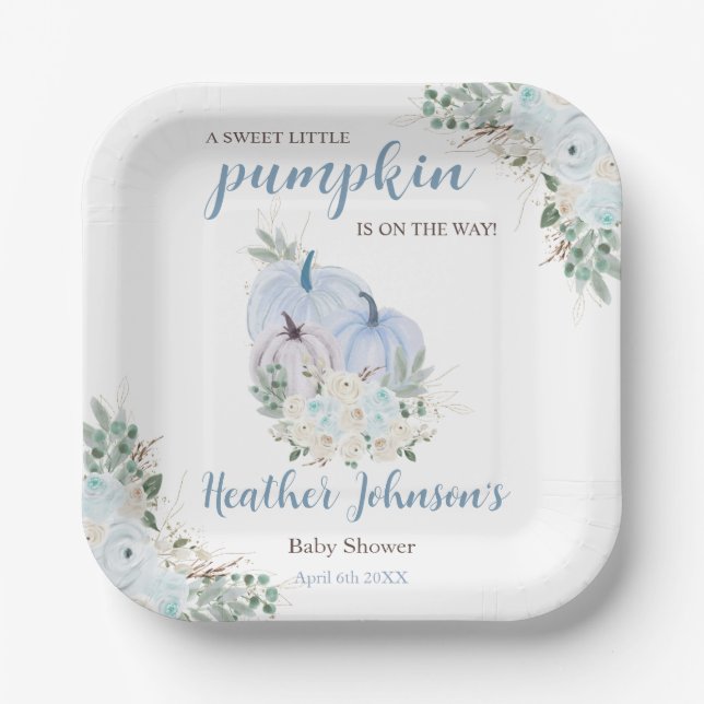 Plato De Papel Sweet Little Pumpkin Autumn Baby Shower (Anverso)