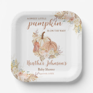 Plato De Papel Sweet Little Pumpkin Autumn Baby Shower