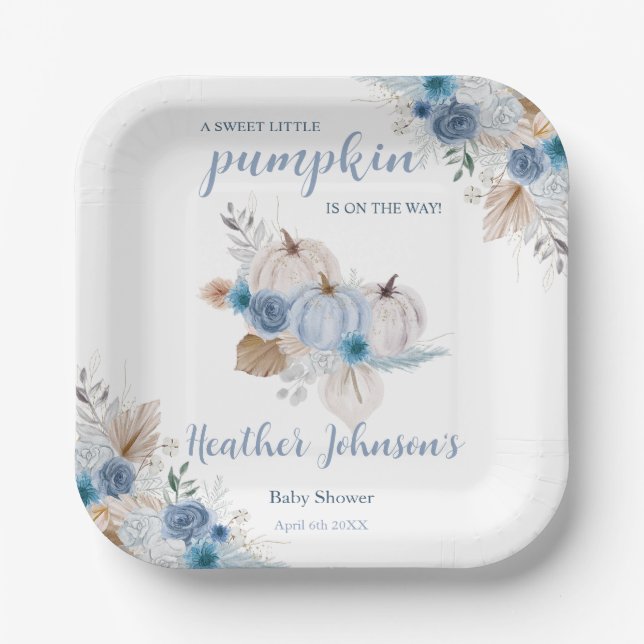 Plato De Papel Sweet Little Pumpkin Autumn Baby Shower (Anverso)