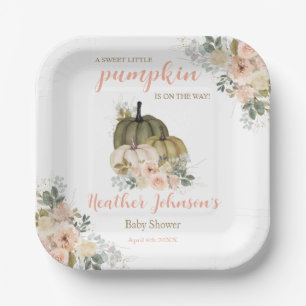 Plato De Papel Sweet Little Pumpkin Autumn Baby Shower