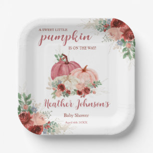 Plato De Papel Sweet Little Pumpkin Autumn Baby Shower
