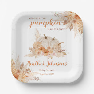 Plato De Papel Sweet Little Pumpkin Autumn Baby Shower