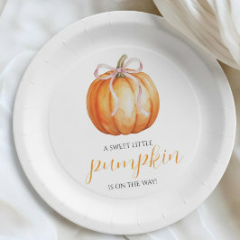 Plato De Papel Sweet Little Pumpkin Girl Baby Shower