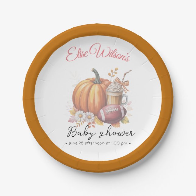 Plato De Papel Sweet little pumpkin is on the way (Anverso)