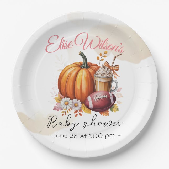 Plato De Papel Sweet little pumpkin is on the way (Anverso)