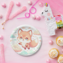 Plato De Papel Sweet Majestic Fox Baby Shower