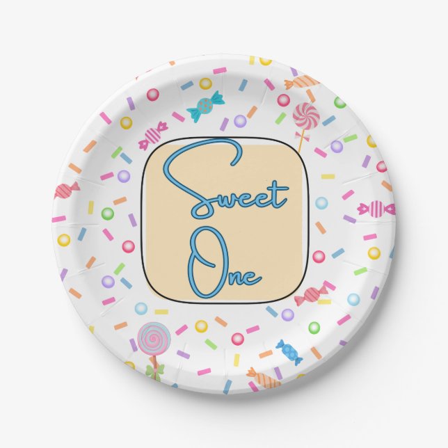 Plato De Papel Sweet One First Birthday Party Plates (Anverso)