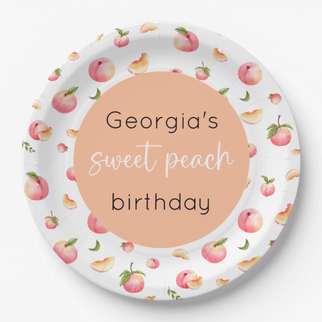 Plato De Papel Sweet Peach 1º cumpleaños (Anverso)