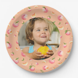 Plato De Papel Sweet Peach 1er cumpleaños Foto