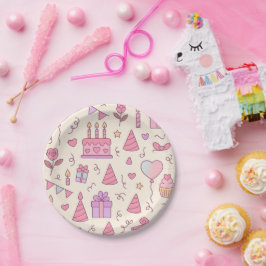 Plato De Papel Sweet Princess Party Celebration Pattern