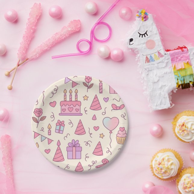 Plato De Papel Sweet Princess Party Celebration Pattern (Fiesta)