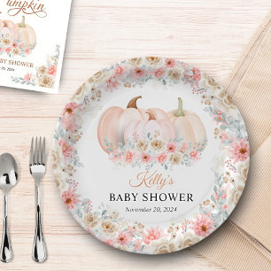 Plato De Papel Sweet Pumpkin Floral Baby Shower