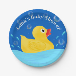 Plato De Papel Sweet Rubber Ducky Bubbles Baby Shower