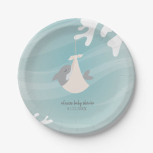 Plato De Papel Sweet Shark Baby Shower