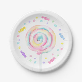 Plato De Papel Sweet Shop Lollipop Candy Cumpleaños