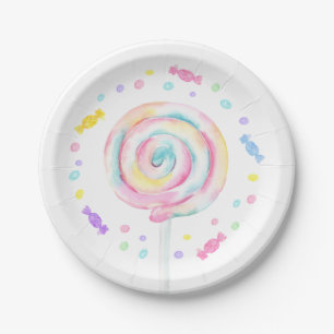 Plato De Papel Sweet Shop Lollipop Candy Cumpleaños