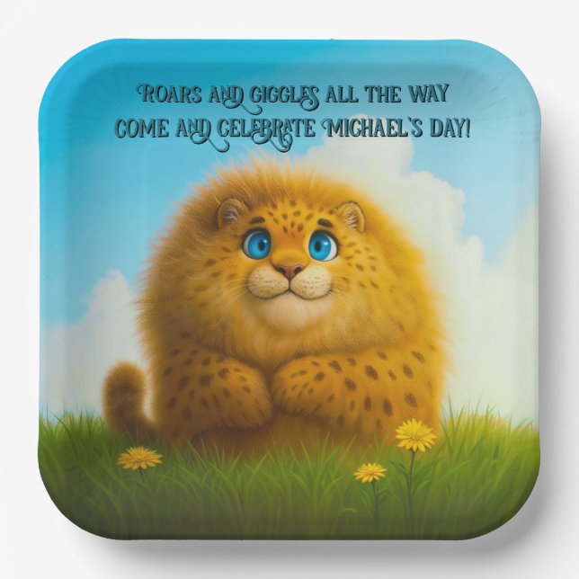 Plato De Papel Sweet Sindry the Fluffy Leopard 9" Square (Anverso)