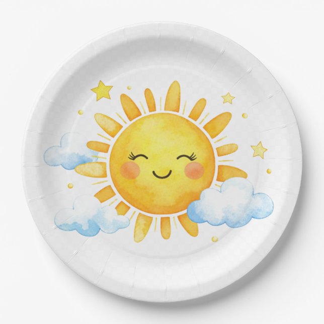 Plato De Papel Sweet Sky Baby Shower (Anverso)