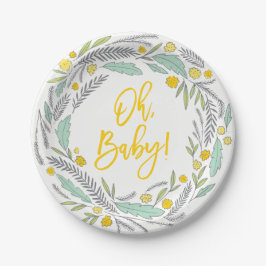 Plato De Papel Sweet Sprigs Género Placa Baby Shower neutra