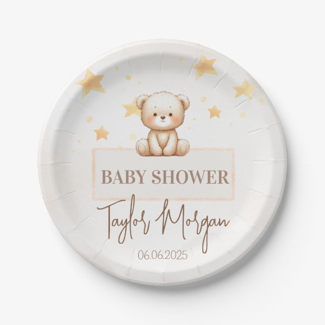 Plato De Papel Sweet Teddy Bear Baby Shower (Anverso)