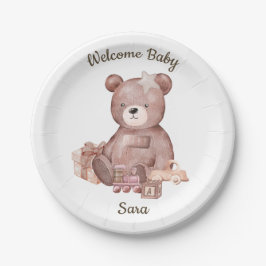 Plato De Papel Sweet Teddy Bear Baby Shower Party Plate