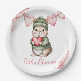 Plato De Papel Sweet Watercolor Bunny Baby Shower