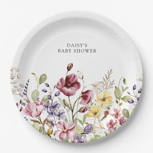 Plato De Papel Sweet Wildflower Baby Shower (Anverso)