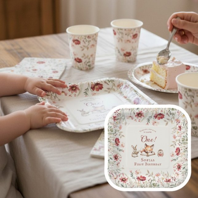 Plato De Papel Sweet Woodland animals "Chapter One" Birthday  (Subido por el creador)