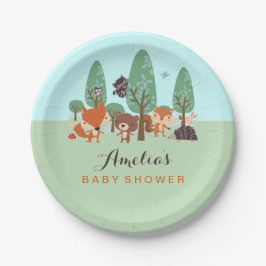 Plato De Papel Sweet Woodland Friends Baby Shower Paper Plates