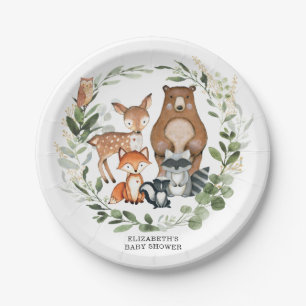 Plato De Papel Sweet Woodland Greenery Baby Shower Cumpleaños
