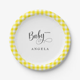 Plato De Papel Sweet Yellow Gingham Baby Shower