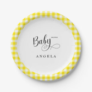Plato De Papel Sweet Yellow Gingham Baby Shower