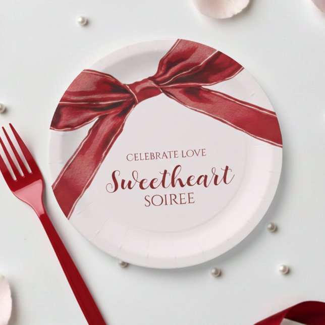 Plato De Papel Sweetheart Soiree Elegant Bow Valentines Day Party (Subido por el creador)