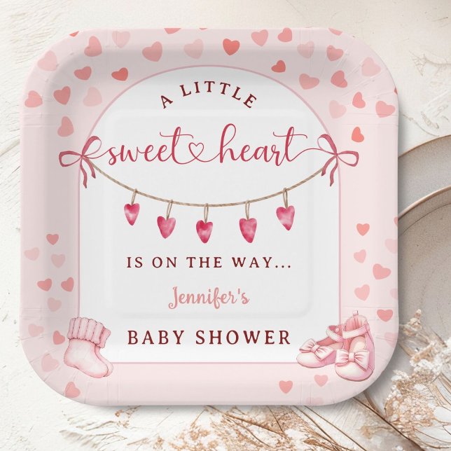 Plato De Papel Sweetheart Valentine's Day Girl Baby Shower  (Subido por el creador)