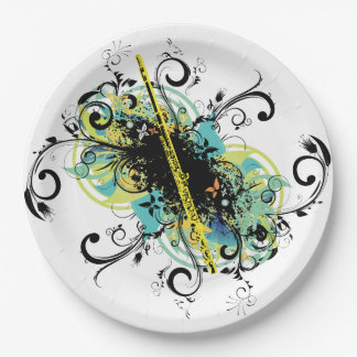 Plato De Papel Swirl Grunge Flute